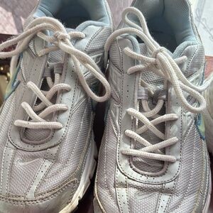 Nike Women's Silver Mesh Sneakers with Light Blue Accents